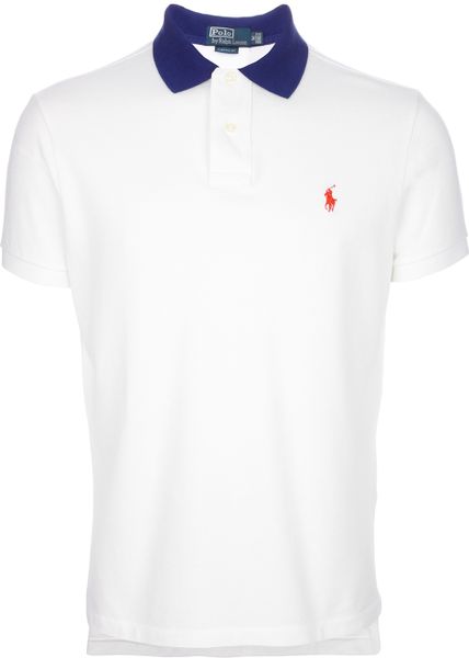 Polo Ralph Lauren Contrast Collar Polo Shirt in White for Men | Lyst