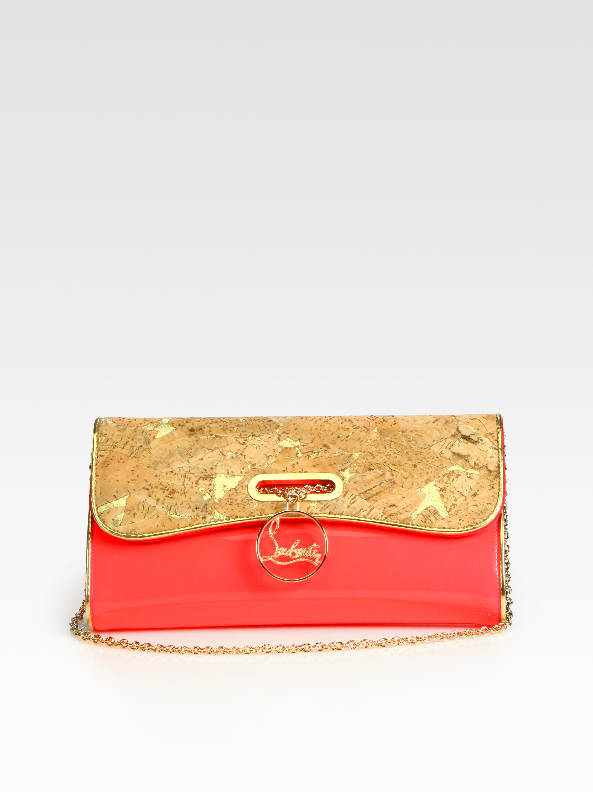 Christian louboutin Riviera Lame Cork Clutch in Red (multi) | Lyst  