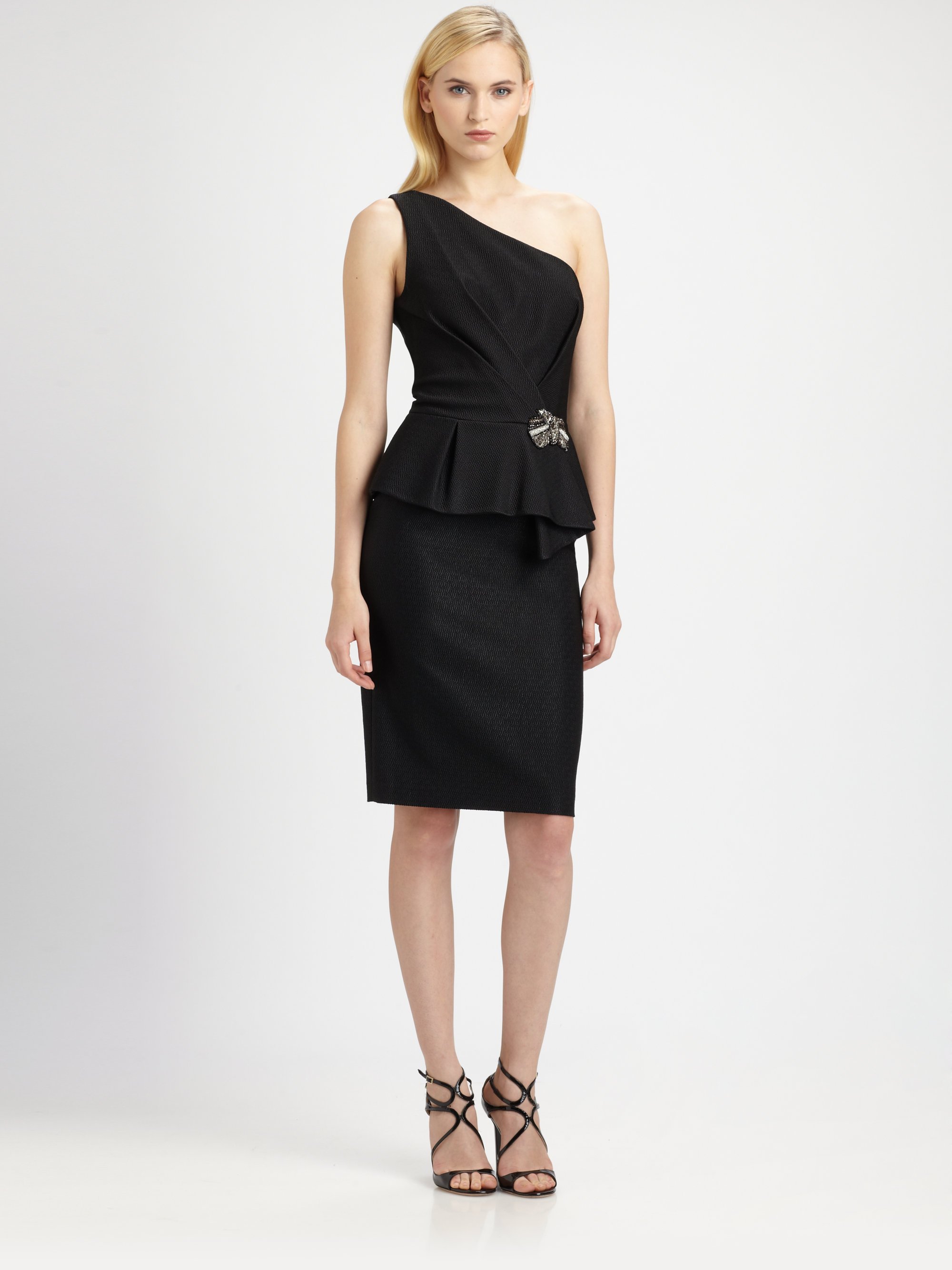 Lyst David Meister Peplum Dress In Black