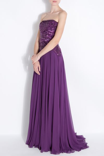 Elie Saab Strapless 12 Beaded Gown in Purple | Lyst