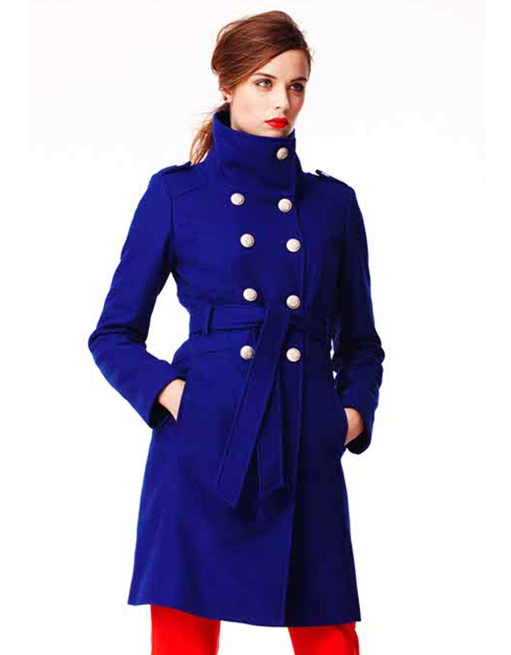 Guess Military Woolblend Coat in Blue | Lyst