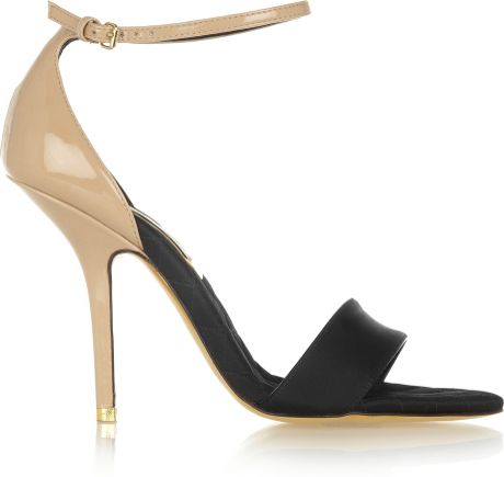 Stella Mccartney Leather And Satin Sandals in Black | Lyst