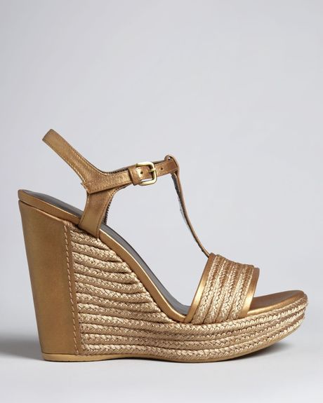 Stuart Weitzman Platform Wedge Sandals Matey High Heel in Gold (old ...