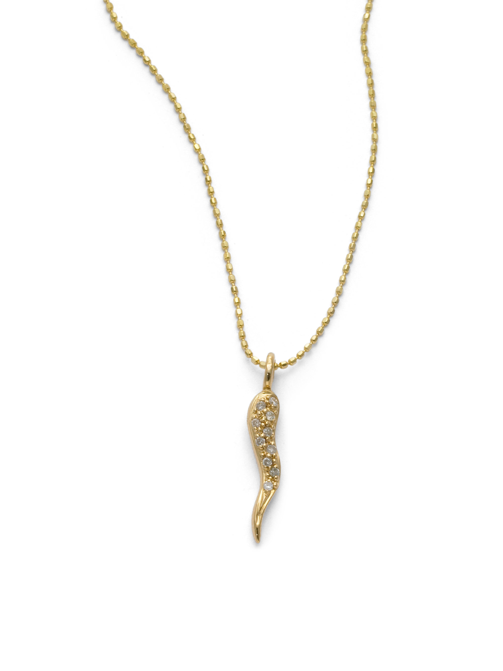 Sydney Evan Diamond Italian Horn Pendant Necklace in Gold | Lyst