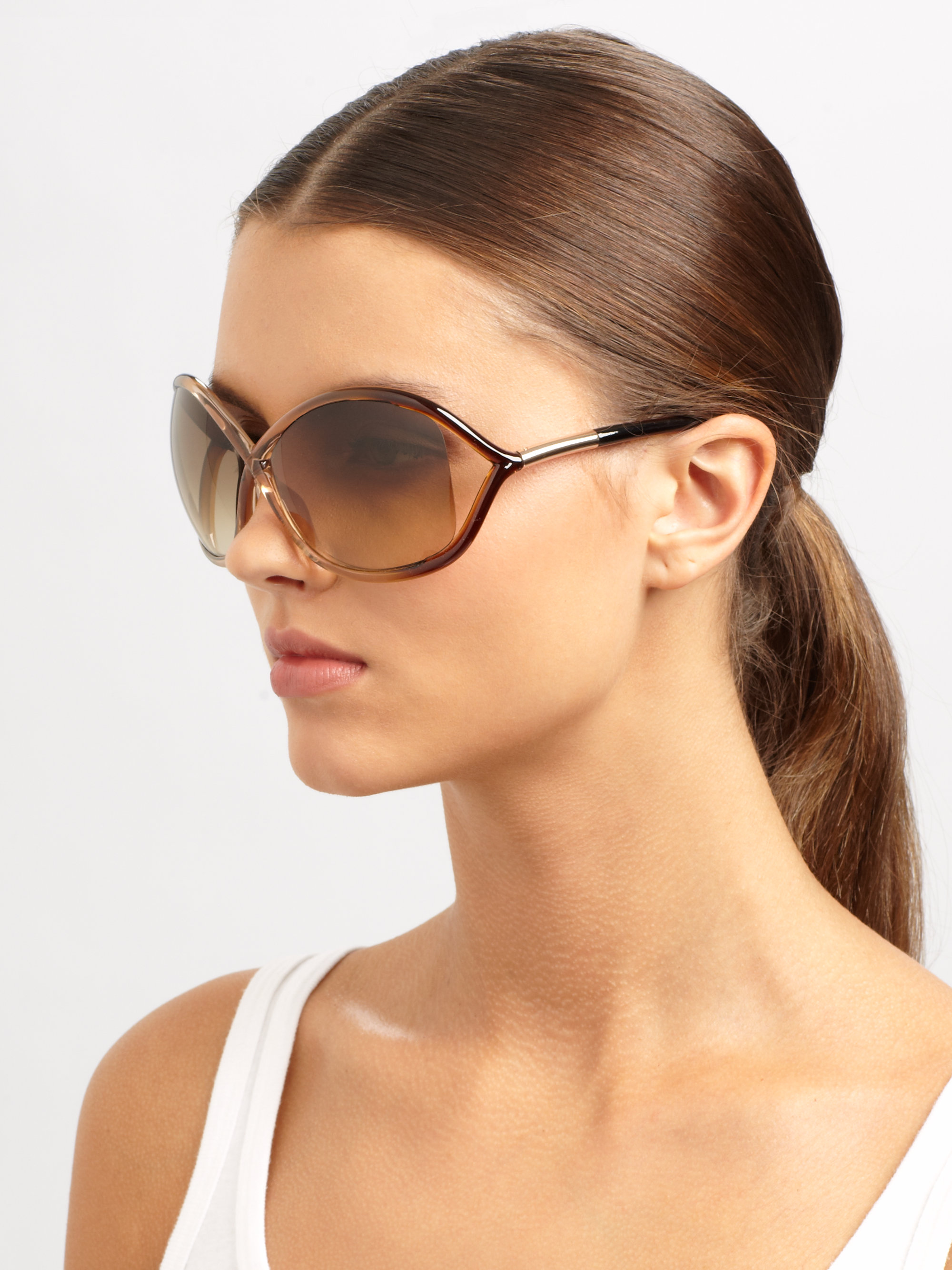 Lyst - Tom Ford Whitney 64mm Oversized Oval Sunglasses in Metallic