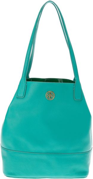 Tory Burch Brand Embossed Tote Bag in Blue (turquoise) | Lyst