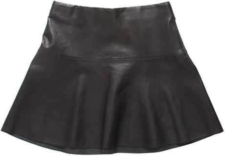 Vince Leather Drop Yoke Flare Skirt in Black | Lyst