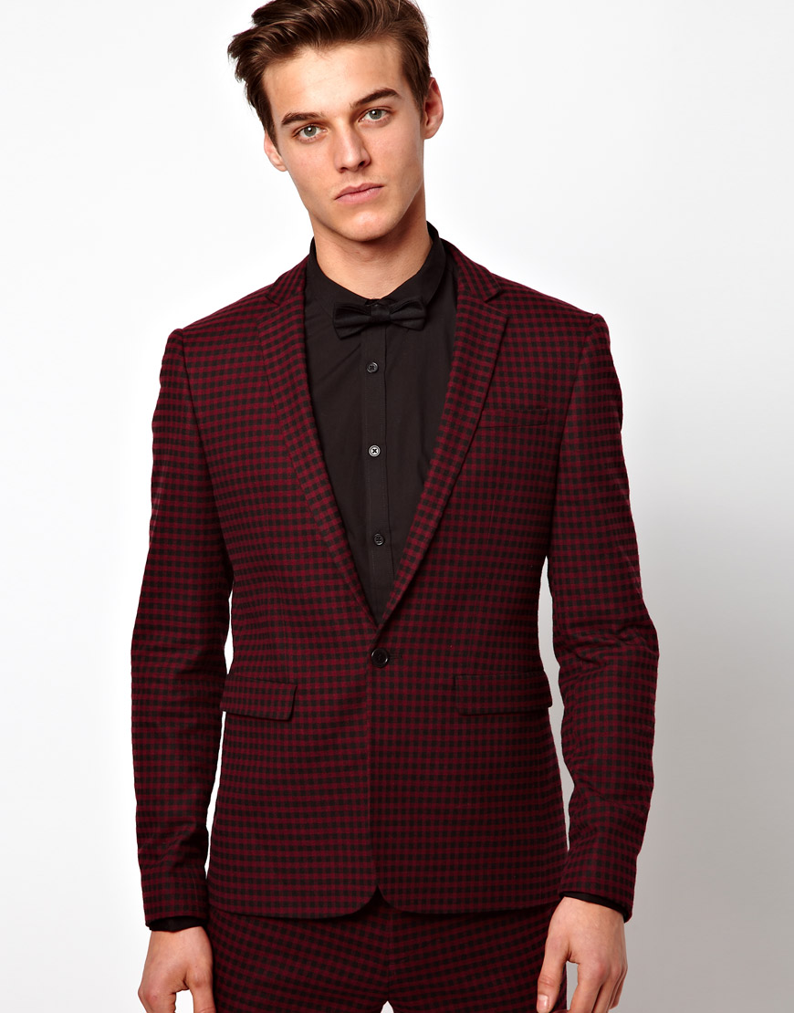 Asos Asos Skinny Fit Suit Jacket in Gingham Check in for Men ...