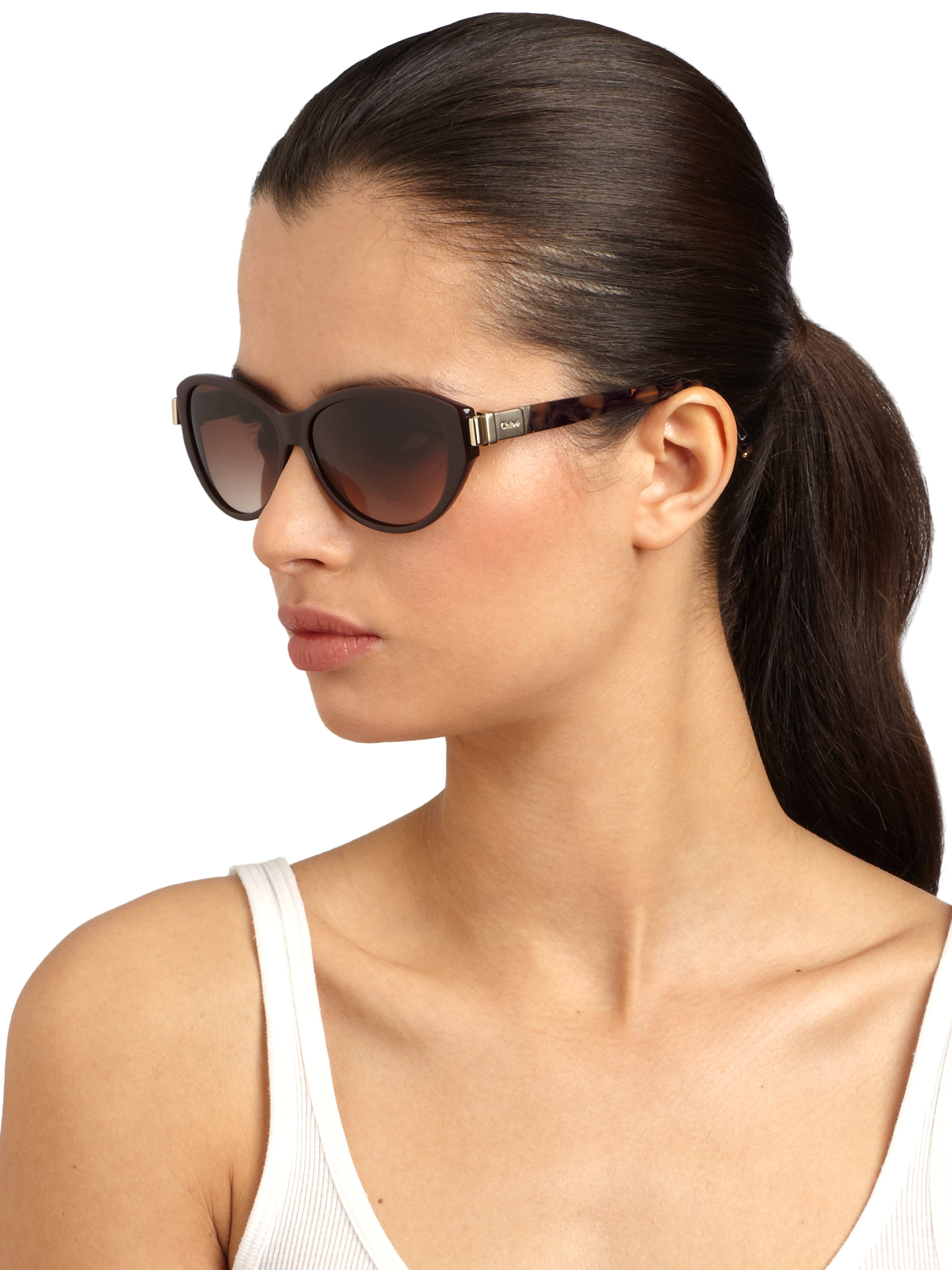 Lyst - Chloé Modified Cats Eye Acetate Loop Sunglasses in Black