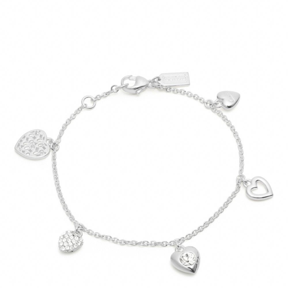 Lyst - Coach Sterling Multi Heart Charm Bracelet in Metallic