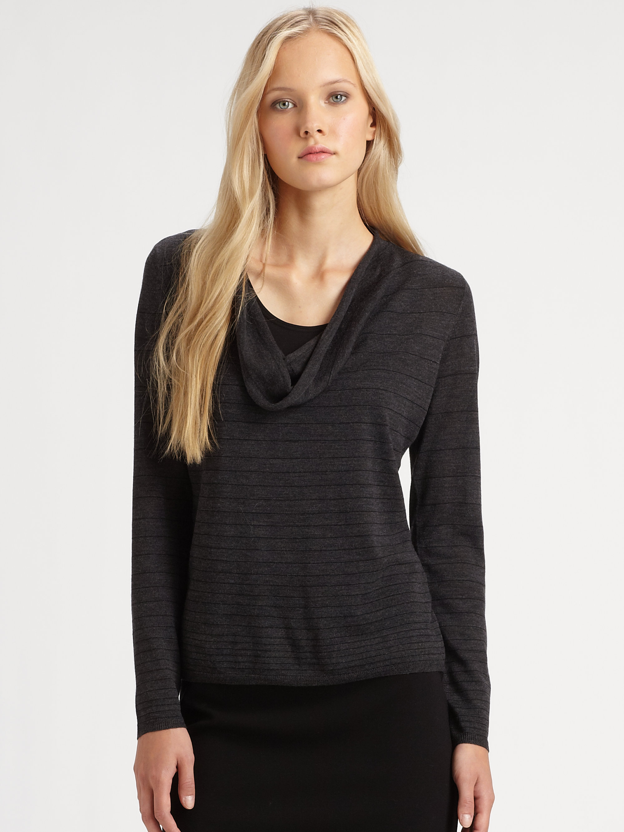 Eileen fisher Merino Wool Striped Sweater in Gray | Lyst