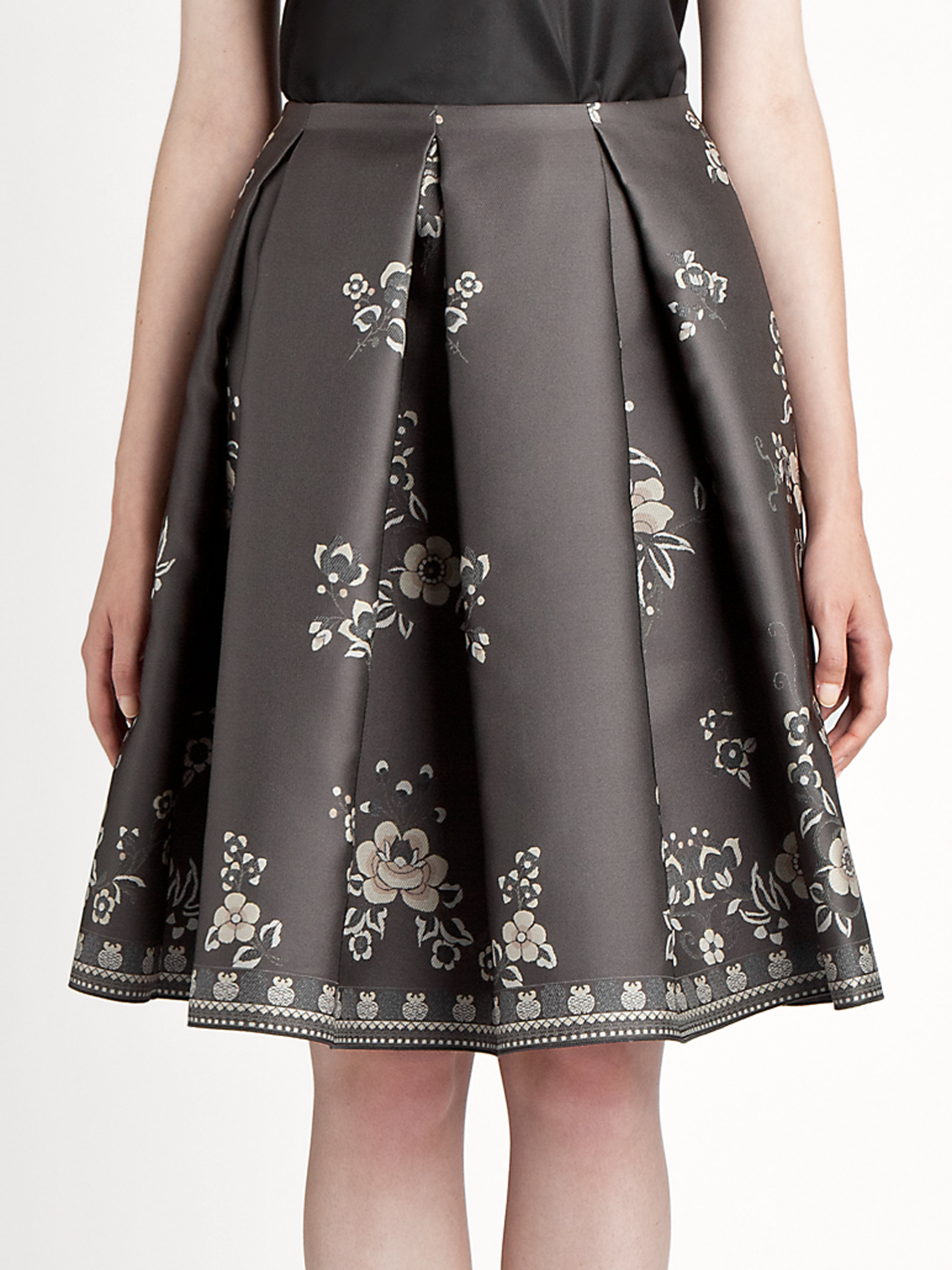 Jil sander navy Silk Jacquard Skirt in Gray (grey) | Lyst