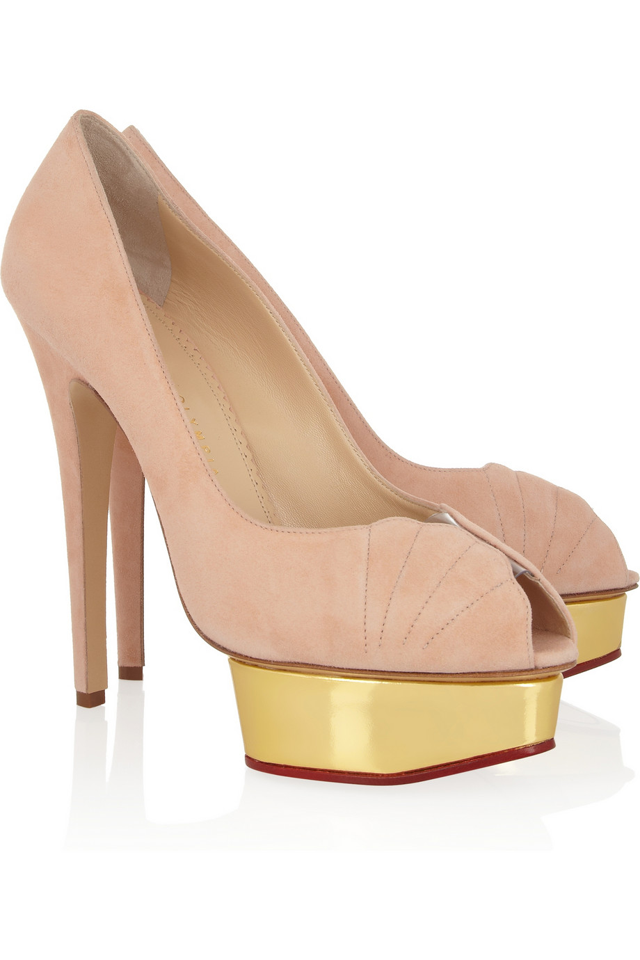 Lyst - Charlotte olympia Dolly Suede Platform Pumps in Metallic