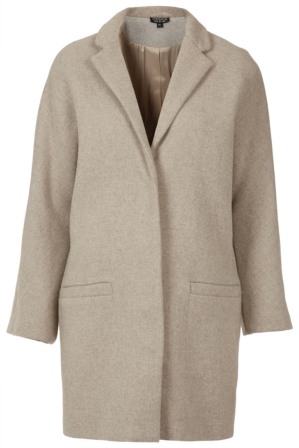 Topshop Popper Front Boyfriend Coat in Beige (oatmeal marl) | Lyst