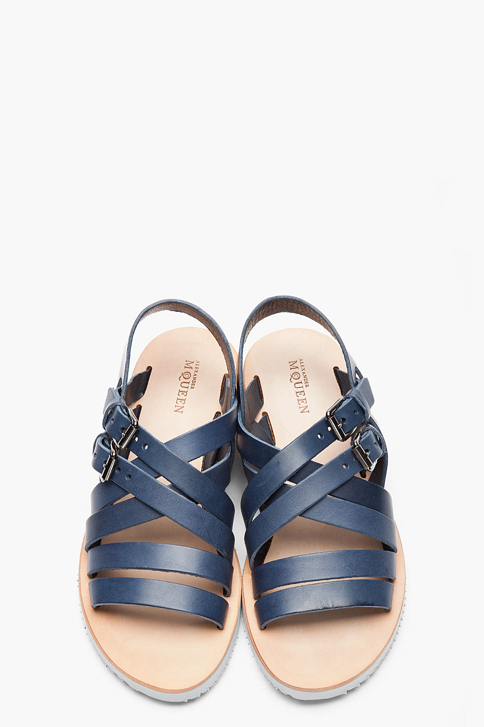 Alexander McQueen Navy  Leather Minnesota Vibram Sandals  in 