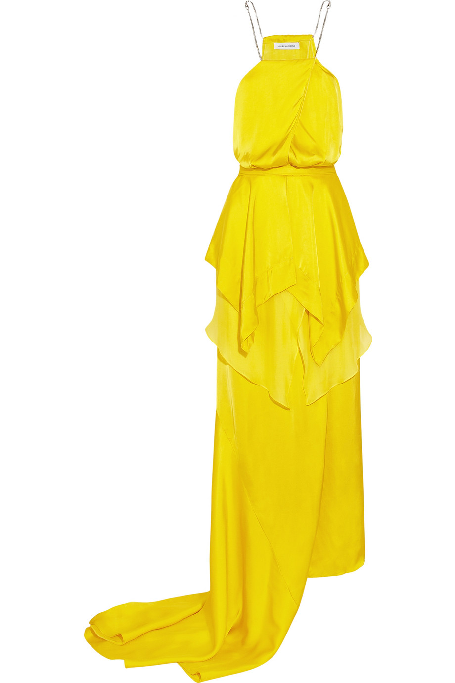 Julien macdonald Empire Layered Silk-satin and Chiffon Gown in Yellow ...