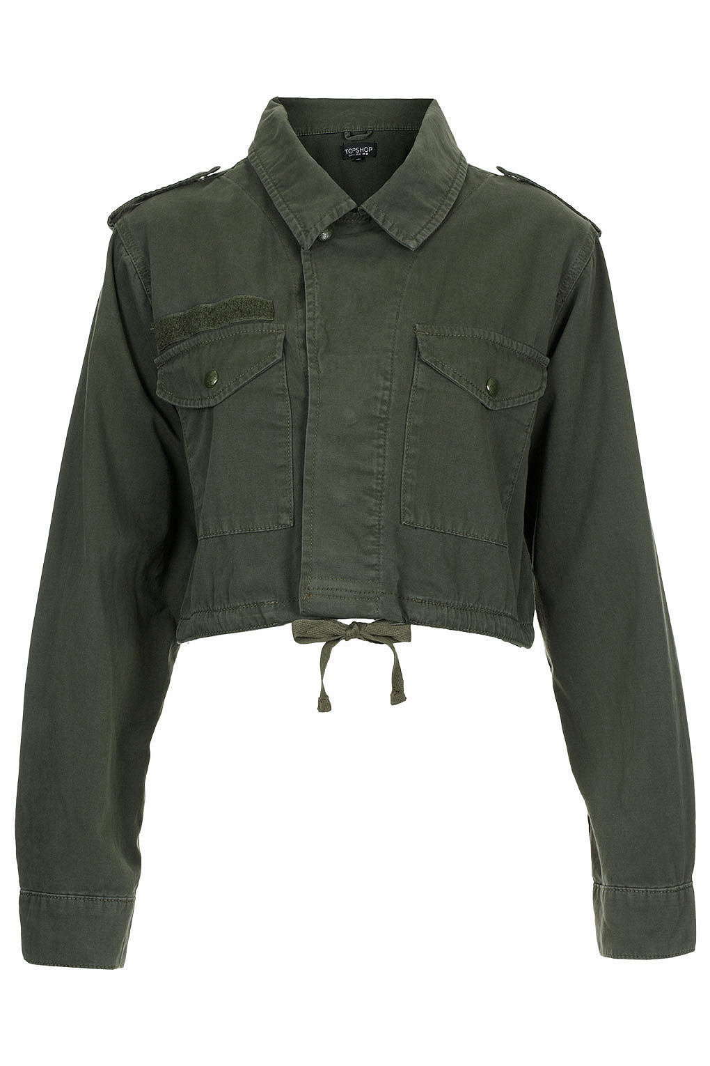 Lyst - Topshop Cropped Army Jacket in Green