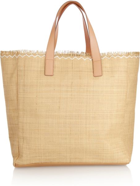 Anya Hindmarch Raffia Embroidered Woven Straw Tote in White (straw) | Lyst