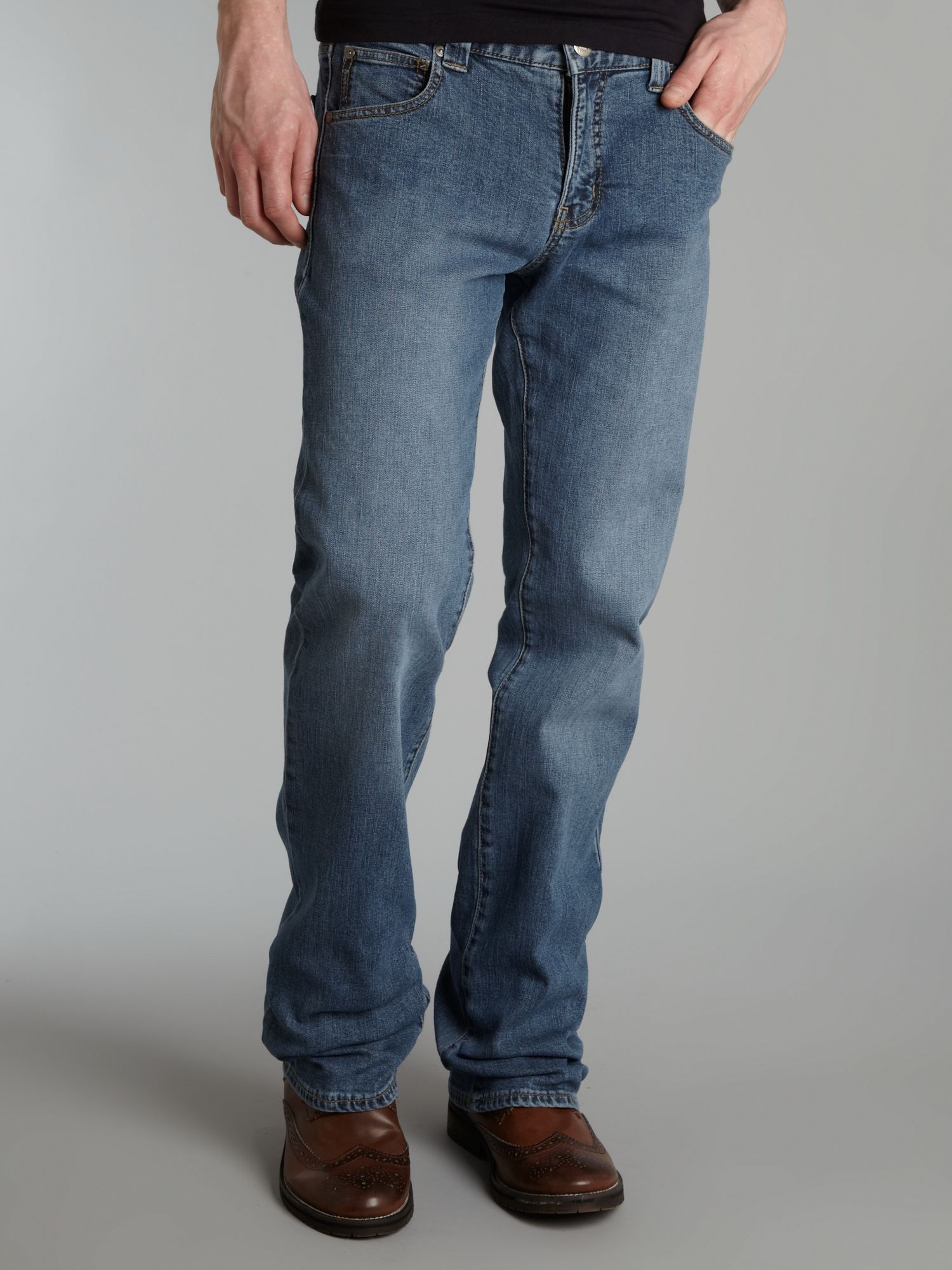 boot cut blue jeans