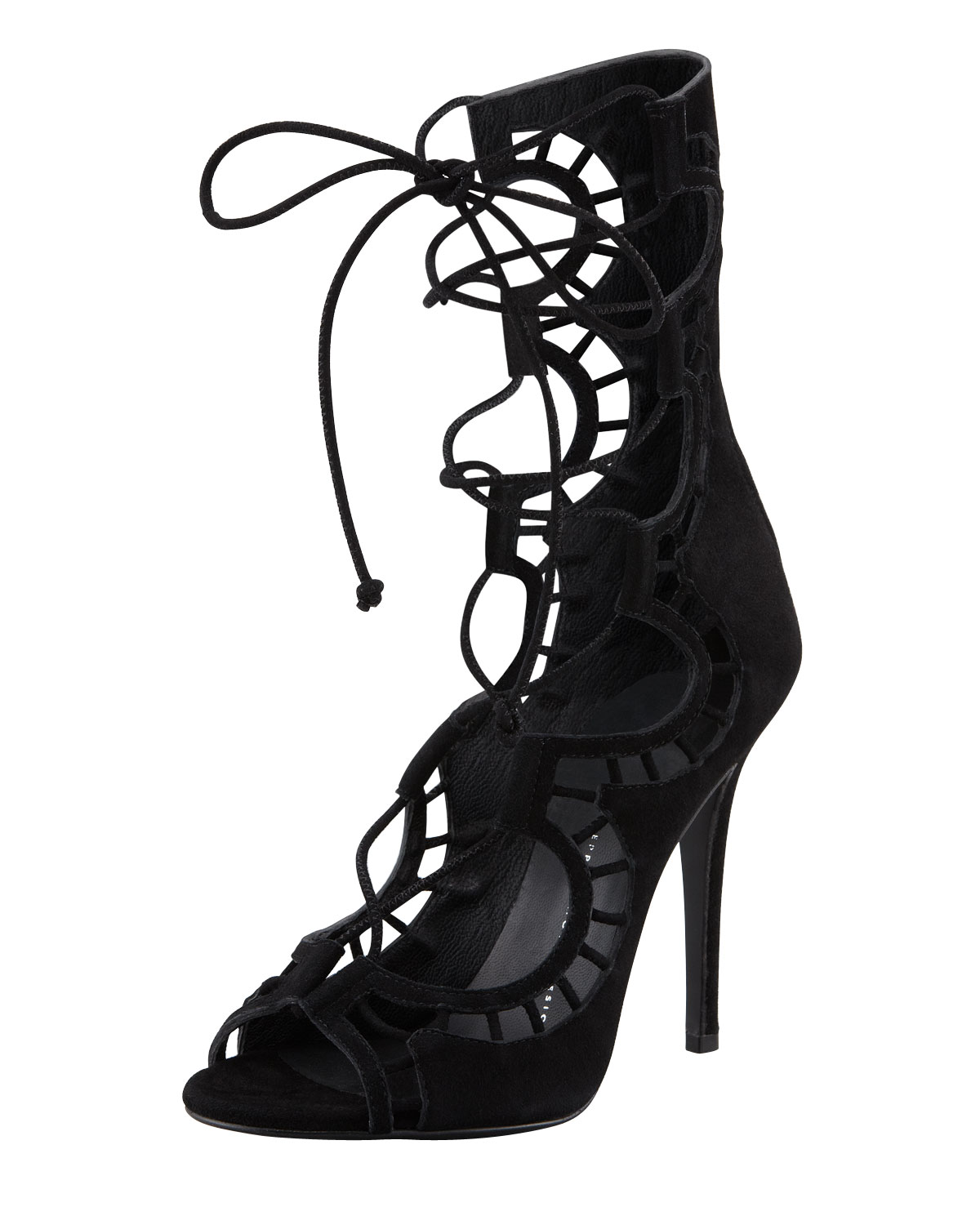 Lyst - Giuseppe Zanotti Laceup Suede Gladiator Highheel Sandal Black in ...