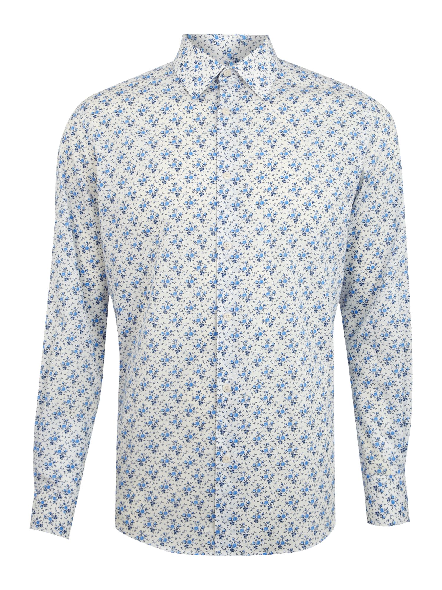 New & Lingwood Ditsy Floral Print Italian Cotton Shirt in Blue for Men ...