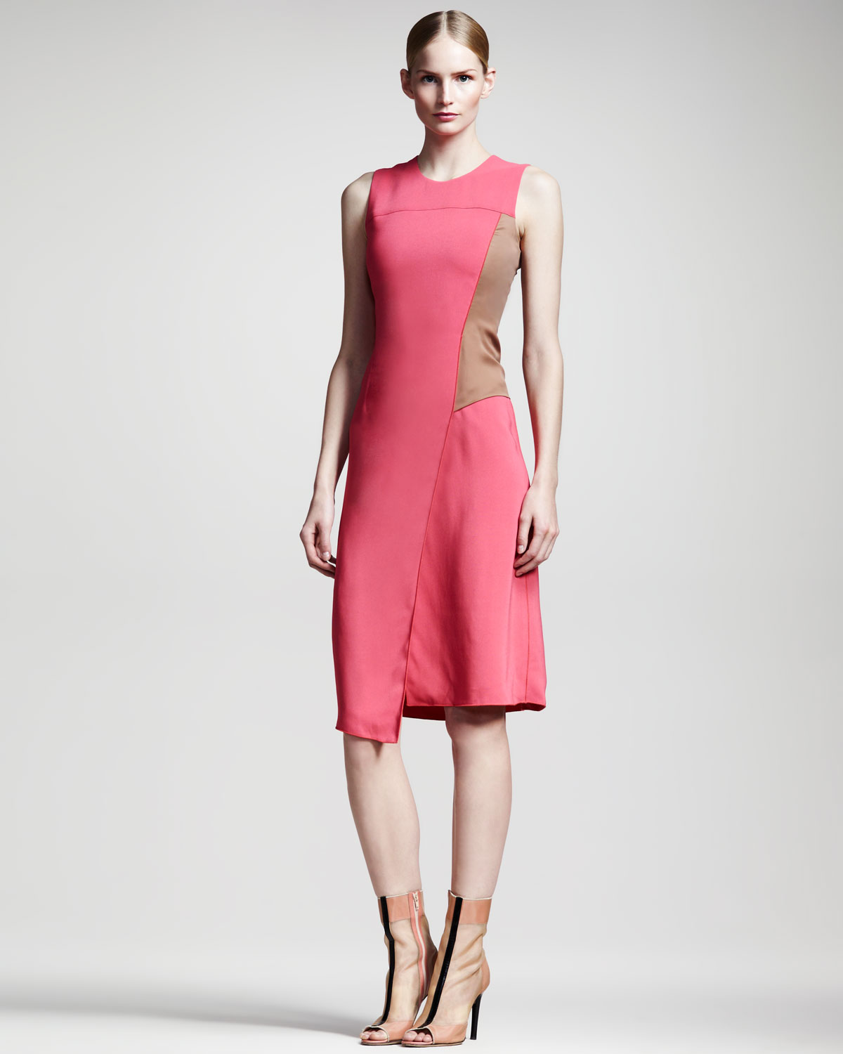 Lyst Reed Krakoff Asymmetric Colorblock Dress In Pink Gallery