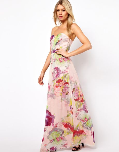Ted Baker Bandeau Maxi Dress in Treasured Orchid Print in Multicolor ...