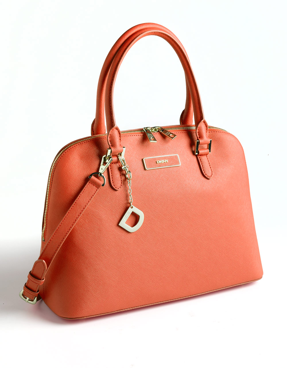 DKNY Saffiano Leather Satchel Bag in Orange - Lyst