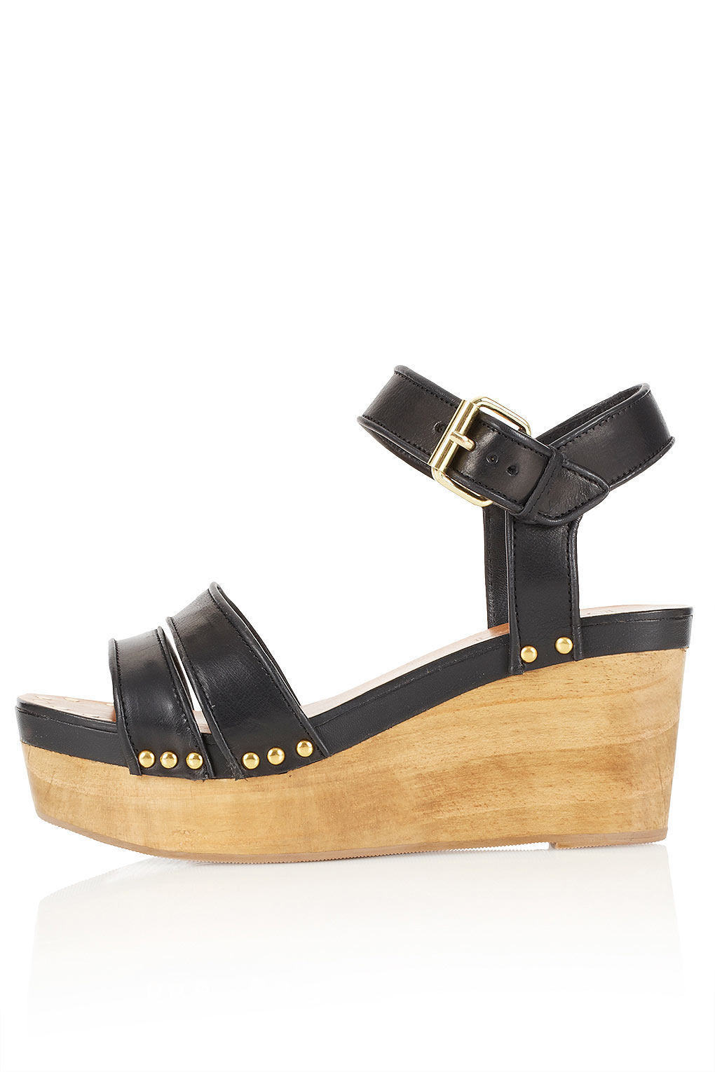 Lyst Topshop Warlock Wooden Wedges In Black