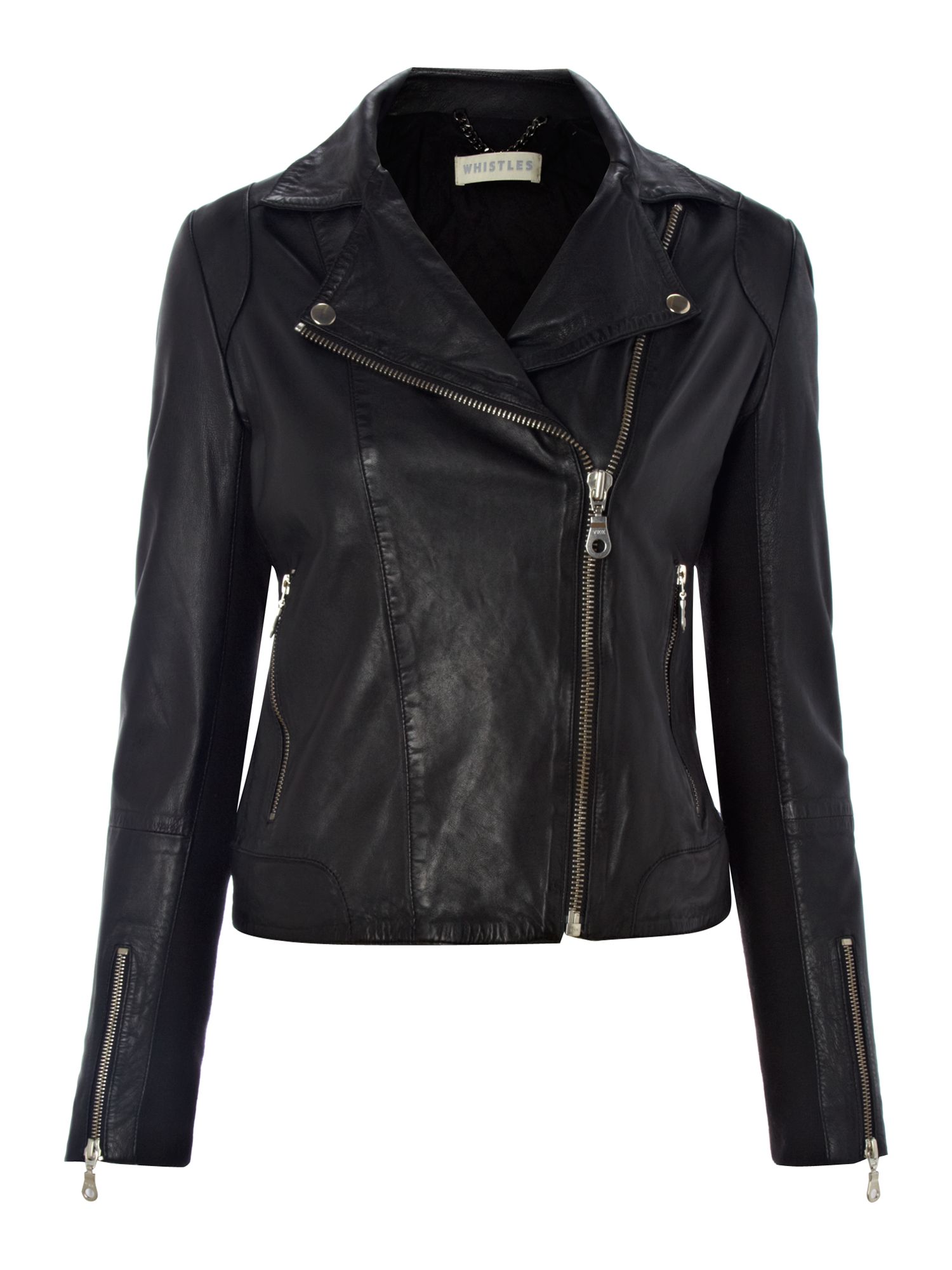 Whistles Mila Leather Jacket in Black | Lyst