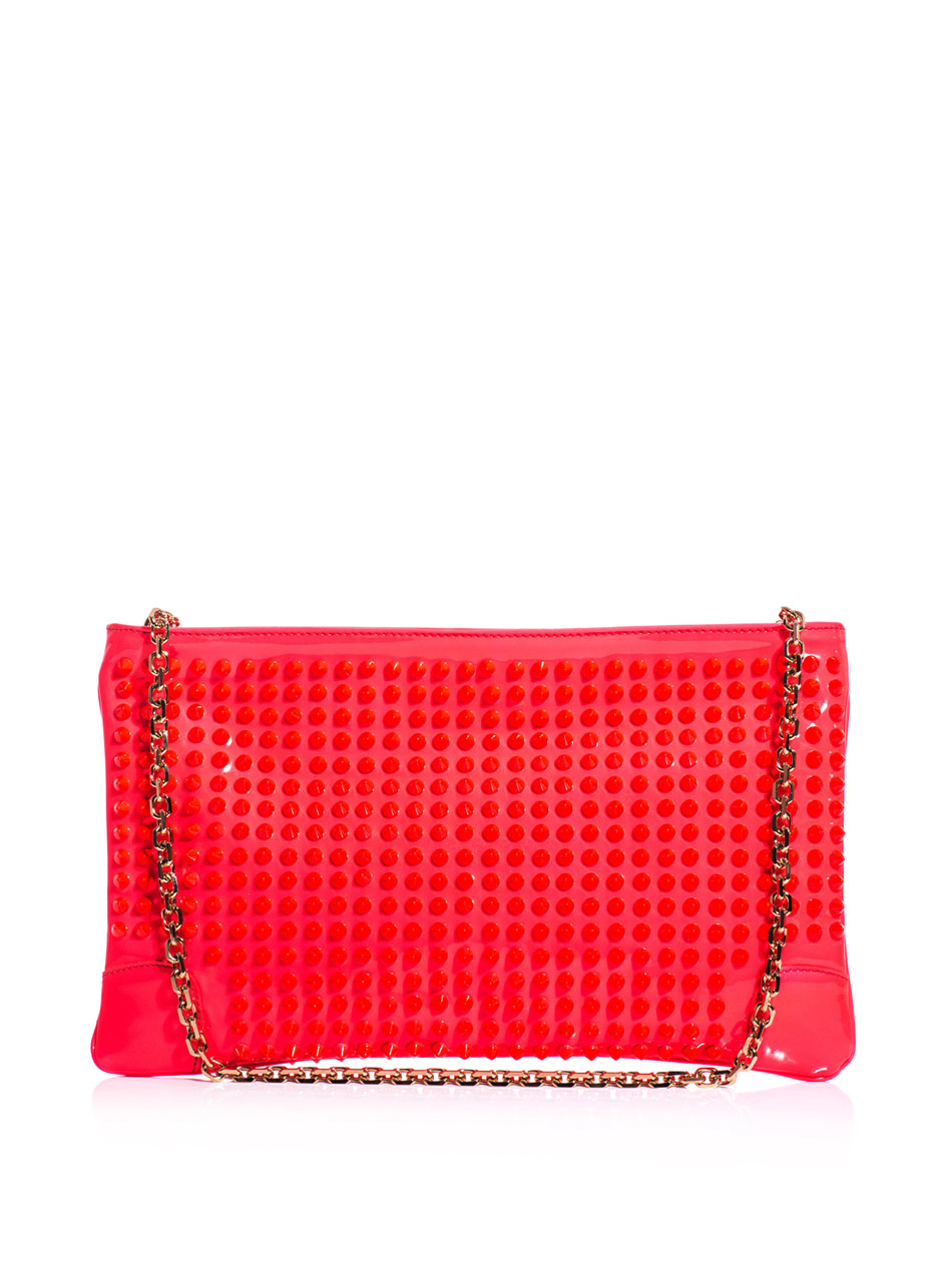 Lyst - Christian Louboutin Spiked Clutch Bag in Pink