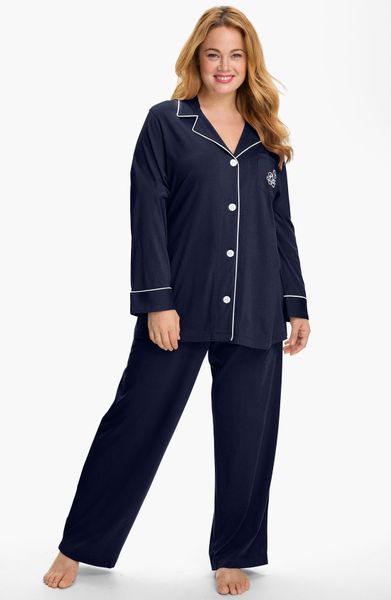 Lauren By Ralph Lauren Sleepwear Knit Pajamas Plus in (windsor navy) | Lyst