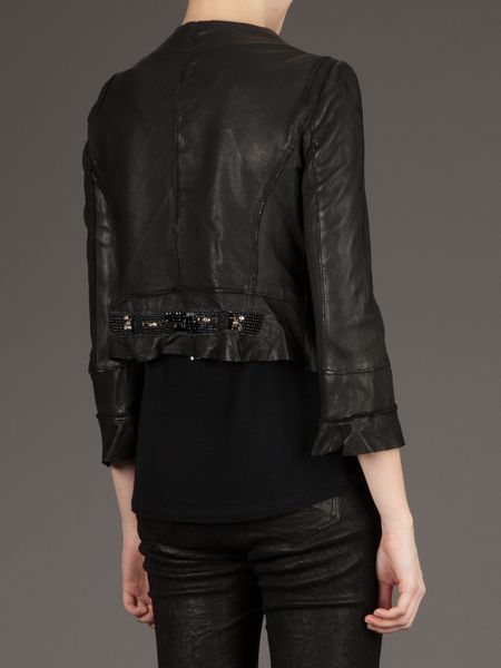 Le Cuir Perdu Cropped Embellished Leather Jacket in Black | Lyst