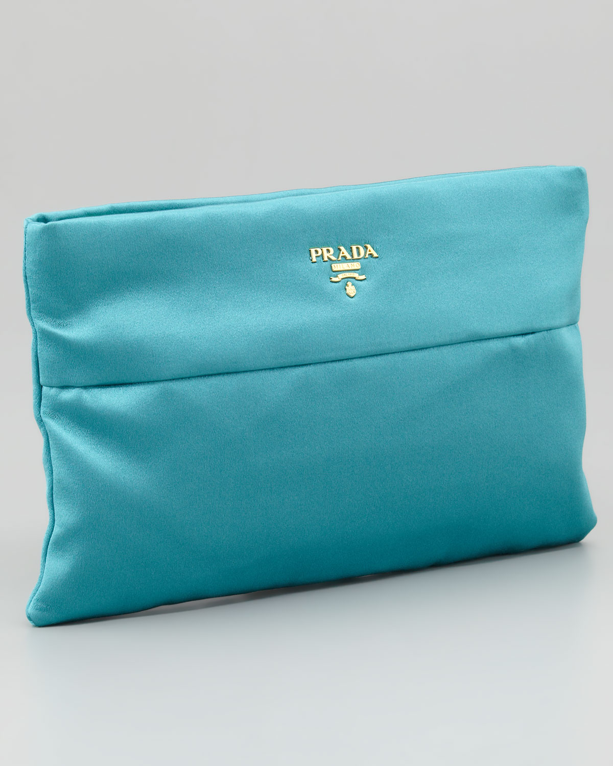 Prada Satin Clutch Bag in Blue (turquoise) | Lyst  