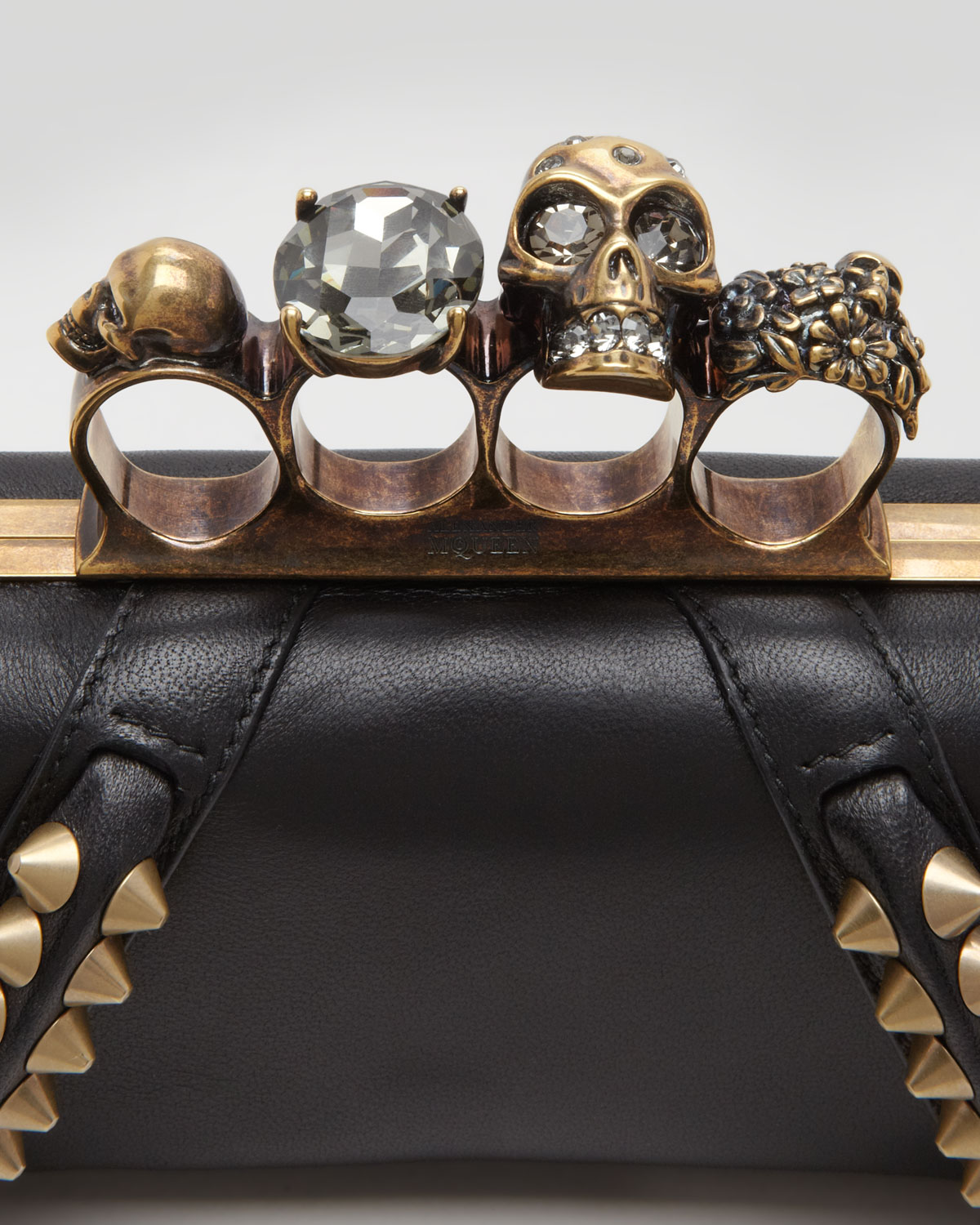 Lyst Alexander Mcqueen Studded Long Knuckle Box Clutch Bag in Black