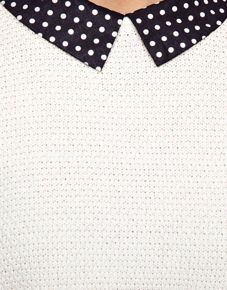 Lyst Asos Collection Spot Collar Jumper in White
