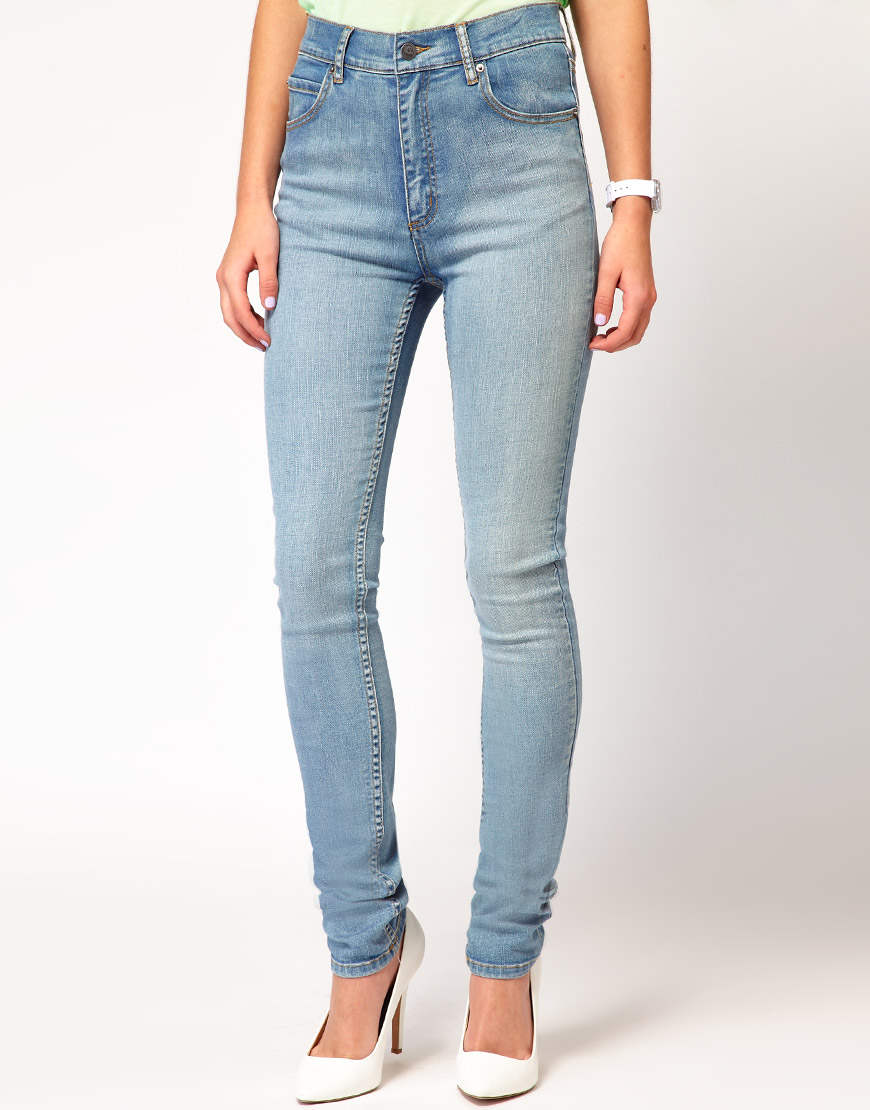 Lyst - Cheap Monday High Waist Skinny Jeans in Blue