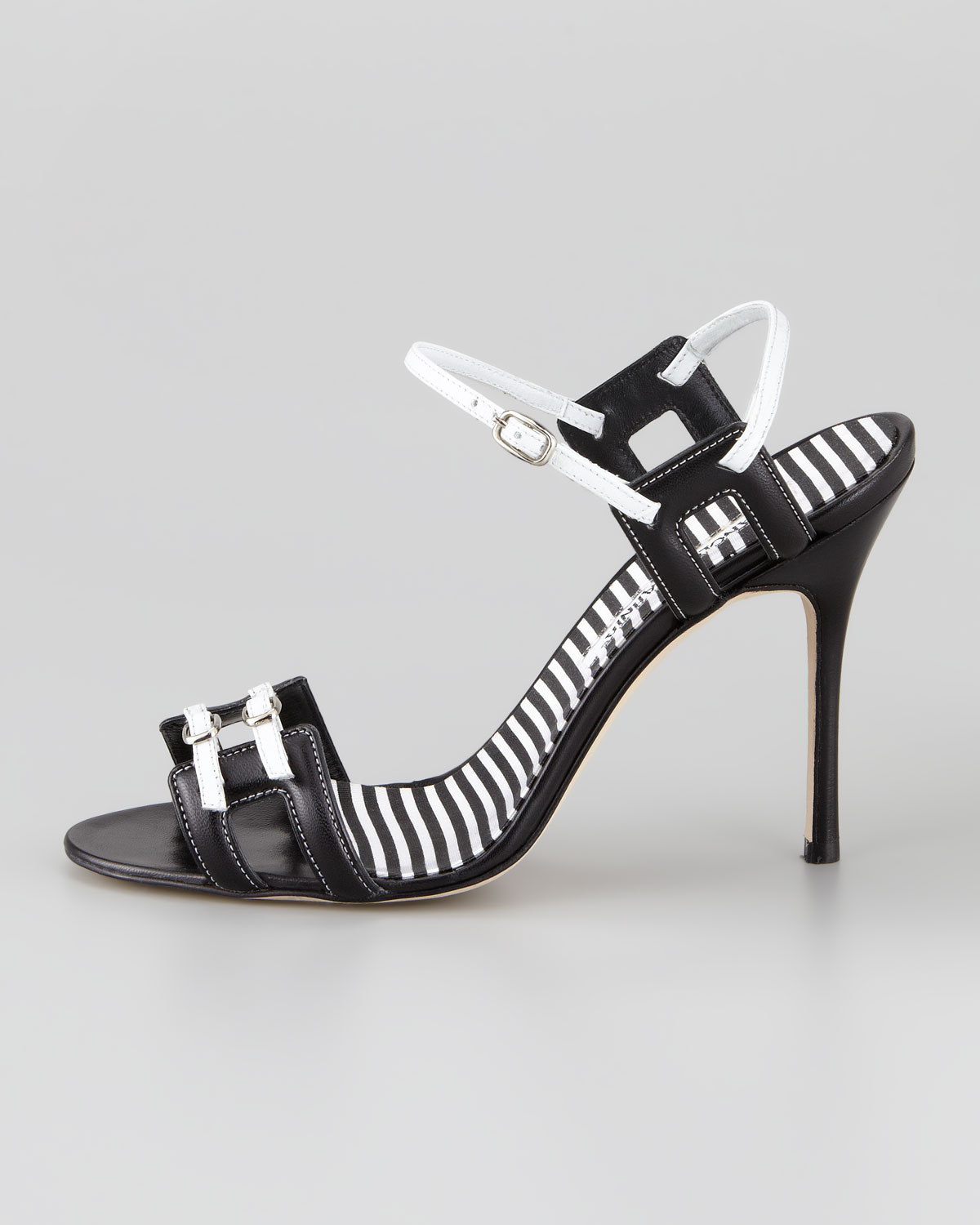 Lyst - Manolo Blahnik Double Buckle Sandal in Black