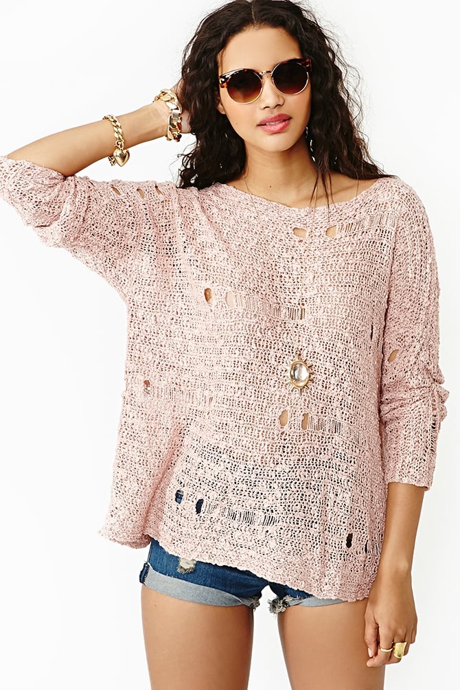 Nasty gal Cut Loose Knit Blush in Pink | Lyst