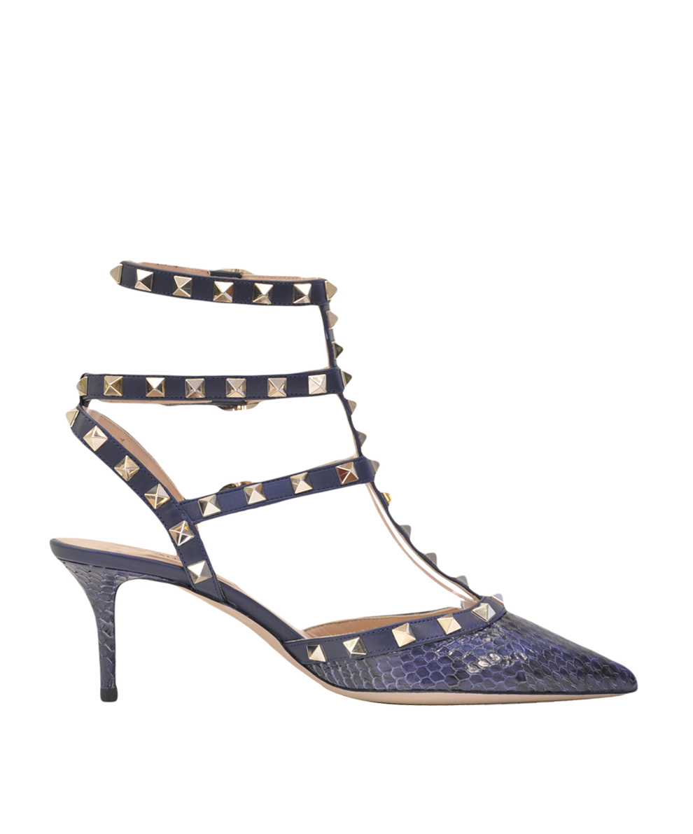 Valentino Rockstud Bassa in In Beige in Blue | Lyst