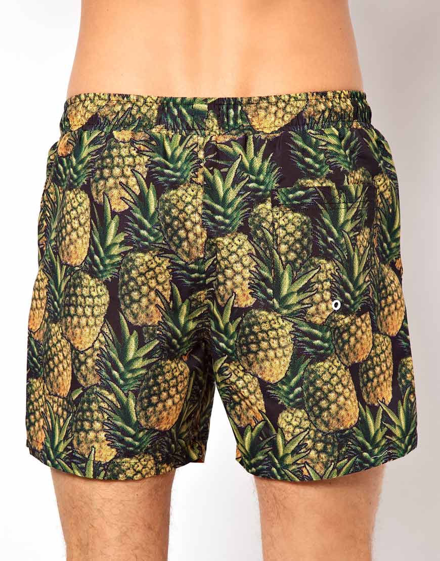 Lyst - Asos Asos Swim Shorts with Pineapple Print in Green for Men