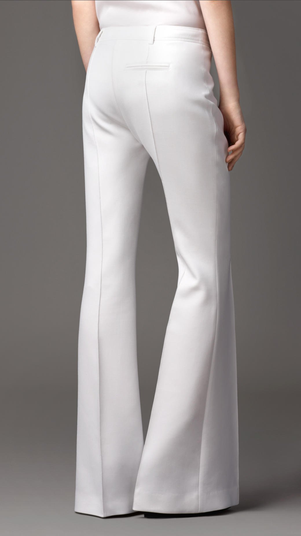 petite white flared trousers