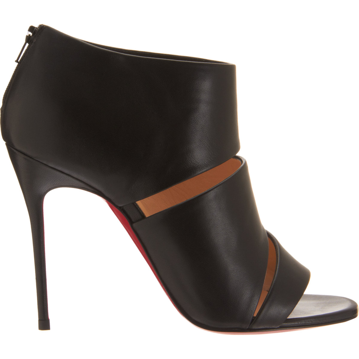 christian louboutin pointed-toe ankle boots Black leather cutouts ...