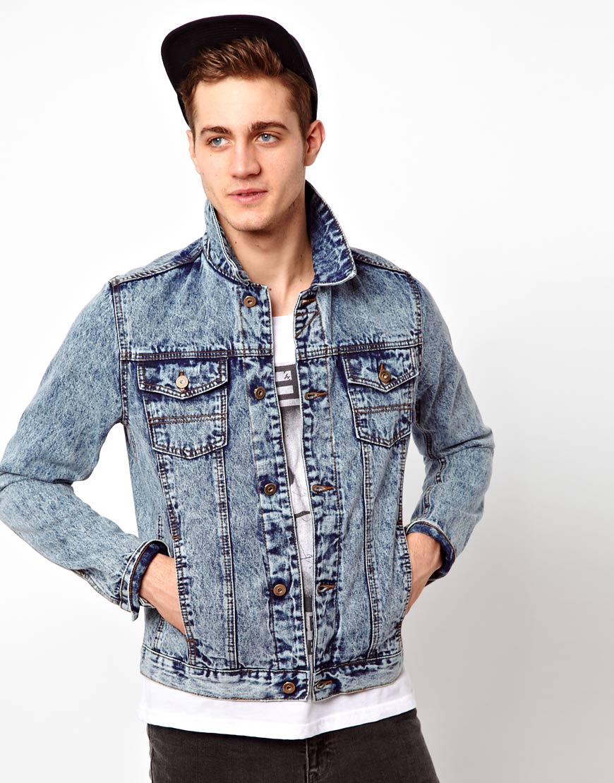 Lyst - Asos Acid Wash Denim Jacket in Blue for Men