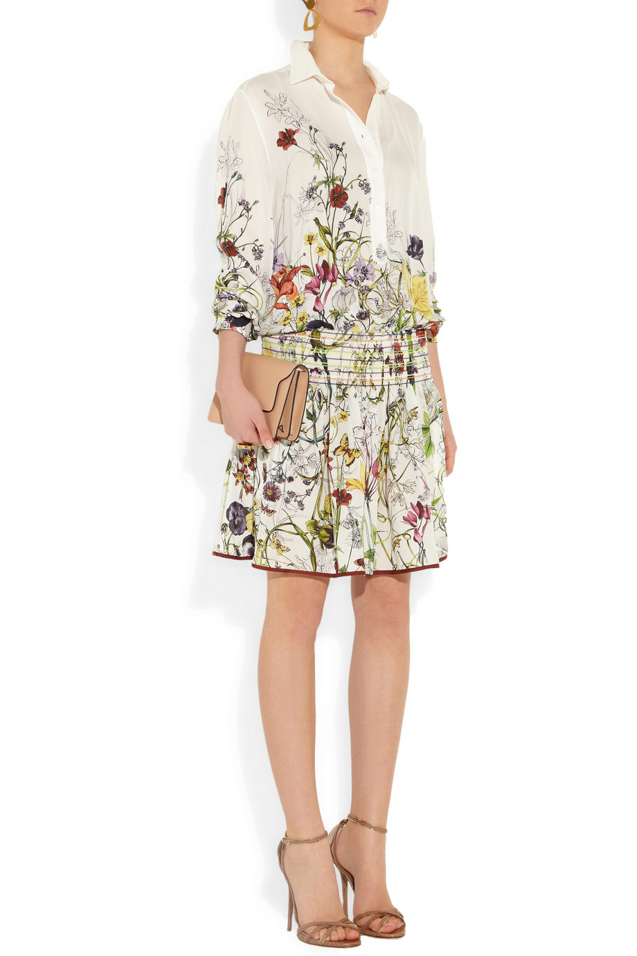 Gucci Floral Print Dress in Green  Lyst