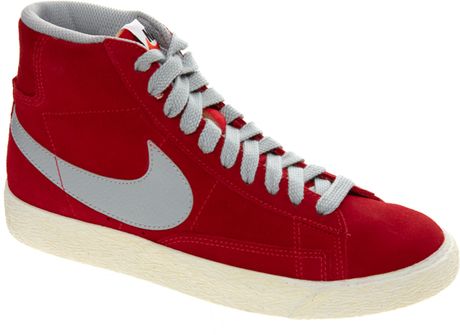 Nike Blazer Mid Red High Top Trainers in Red | Lyst