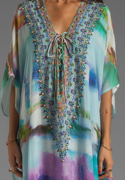 Camilla Long Lace Up Kaftan in Blue (dream merchant) | Lyst