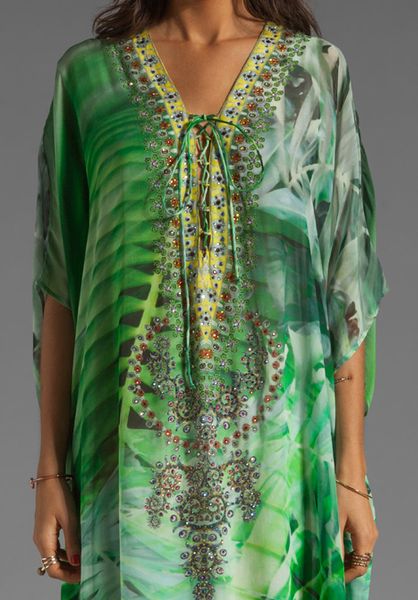 Camilla Long Lace Up Kaftan in Green (existing eden) | Lyst