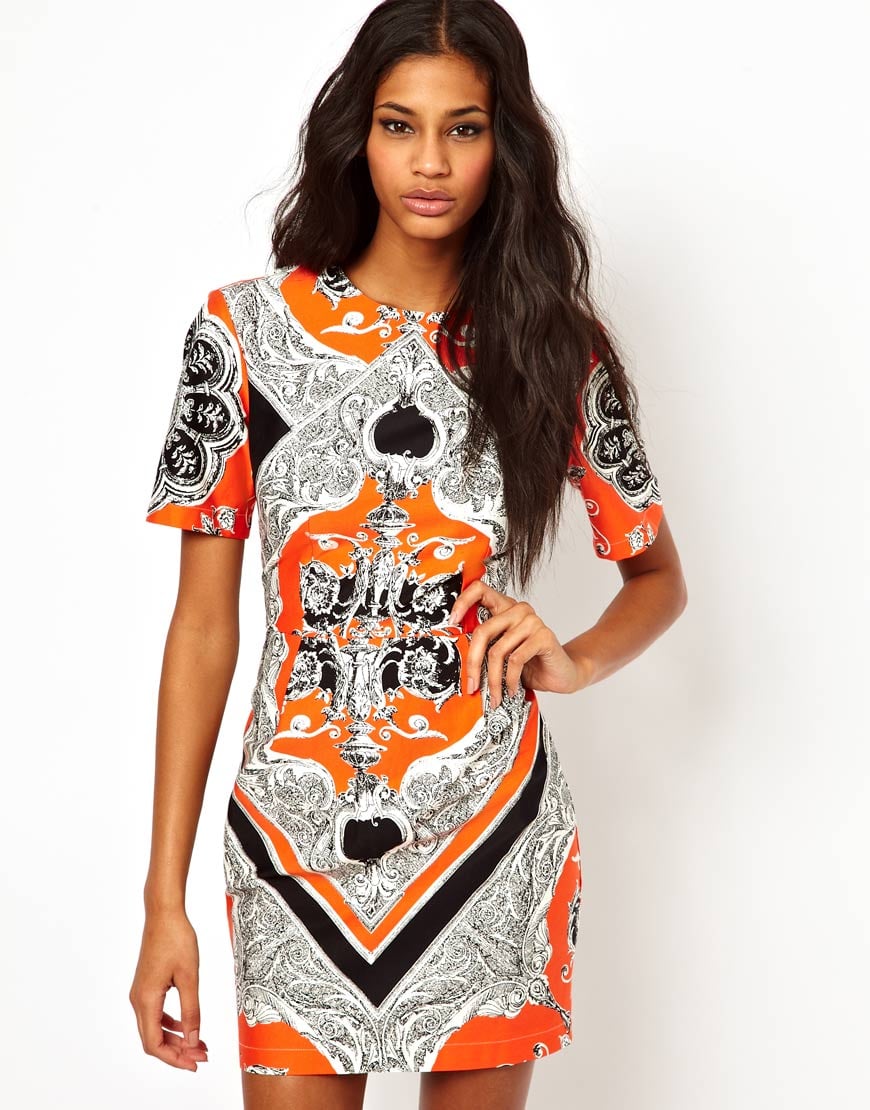 Lyst - Asos Asos Blocked Mini Dress in Scarf Print