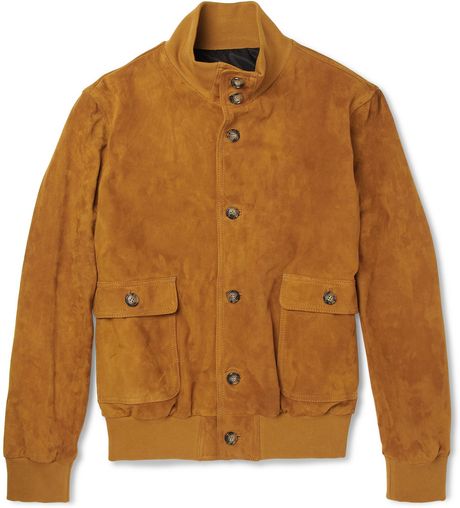 Ami Suede Bomber Jacket in Brown for Men (mustard) | Lyst